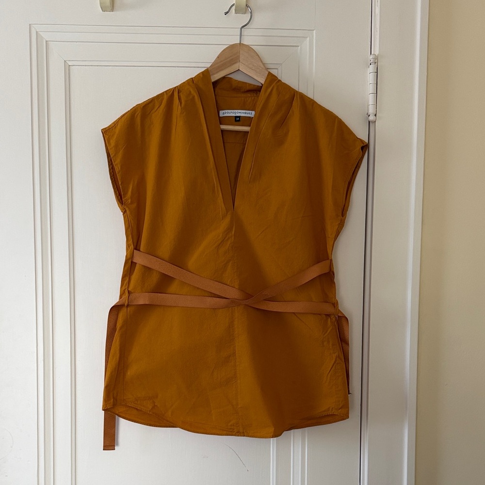 Adolfo Dominguez Ochre Wrap Blouse